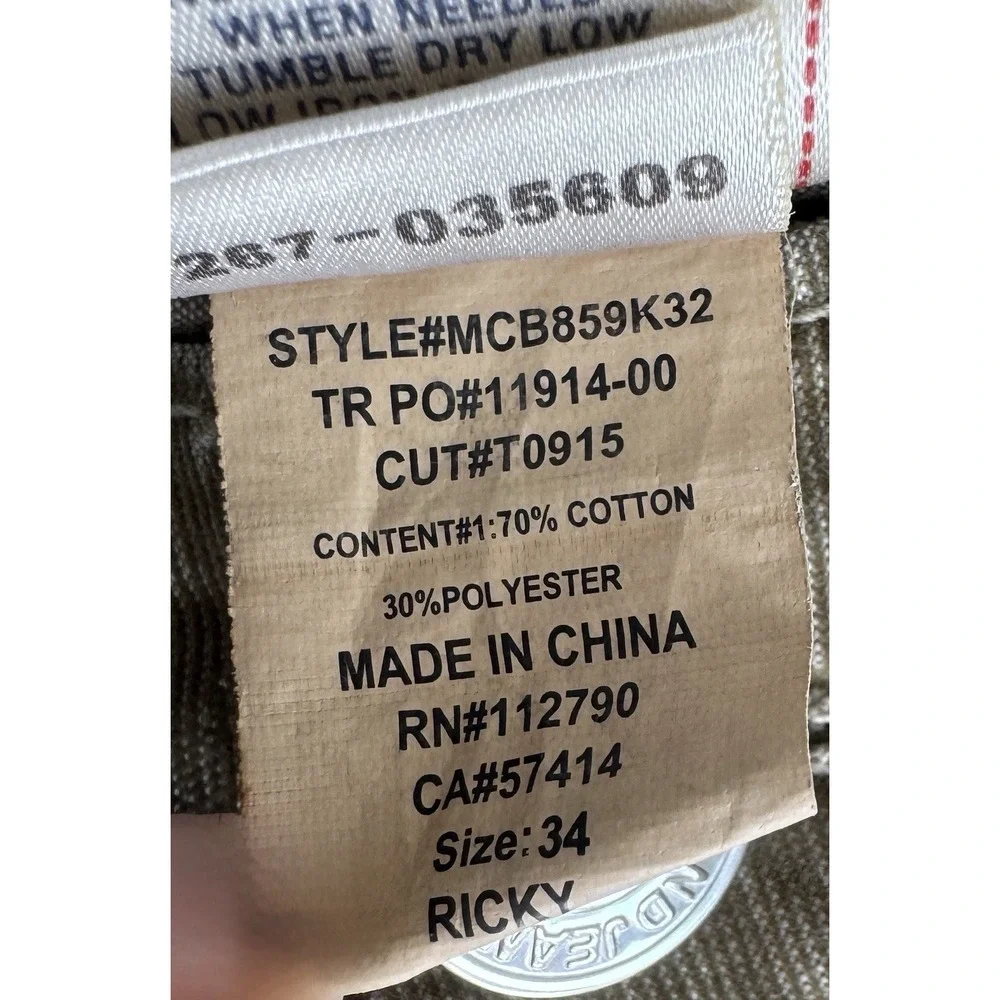 True Religion Ricky Relaxed Straight‎ Twill Super TOlive Size 30x34
